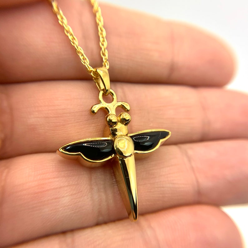 Dragonfly Cremation Urnmemorial Necklacemother of Pearl Etsy