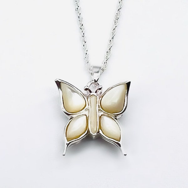 Mother of Pearl Butterfly Urn Necklace Etsy