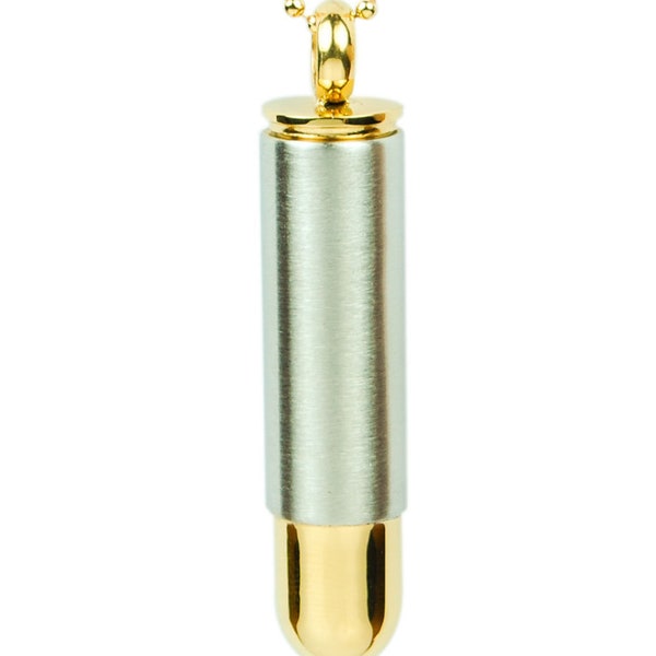 Cremation Jewelry Bullet- Memorial Necklace-Urn ashes-Keepsake- Gold tip bullet-357 Magnum Bullet