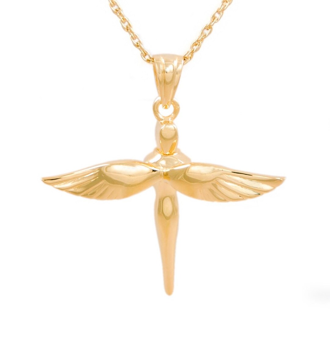 Gold Sparrow Pendant-angel Wings Memorial Pendant-14k Gold - Etsy