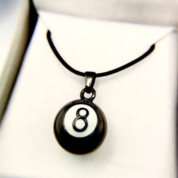 Eight Ball Necklace Cremation Urn-Memorial Pendant-Sterling Silver Black plated-Eight Ball Pool Jewelry Necklace-Ash Holder