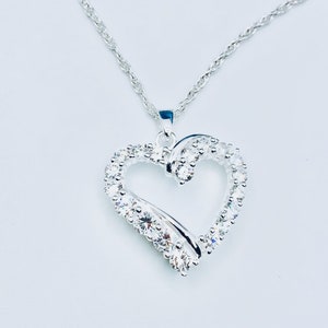 Shiny Cremation Heart Urn-Memorial Necklace 925 Sterling Silver with CZ Stones-Pendant Heart Urn Ash Holder-Cremation Keepsake Urn