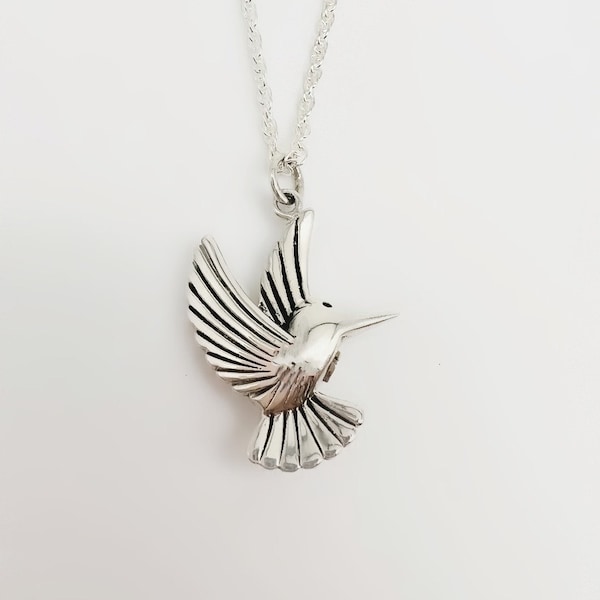 Hummingbird Cremation Keepsake Necklace Urn Cute Pendant|Perfect Memorial Gift|  925 Sterling Silver Ash Holder Bird Pendant Jewelry Urn