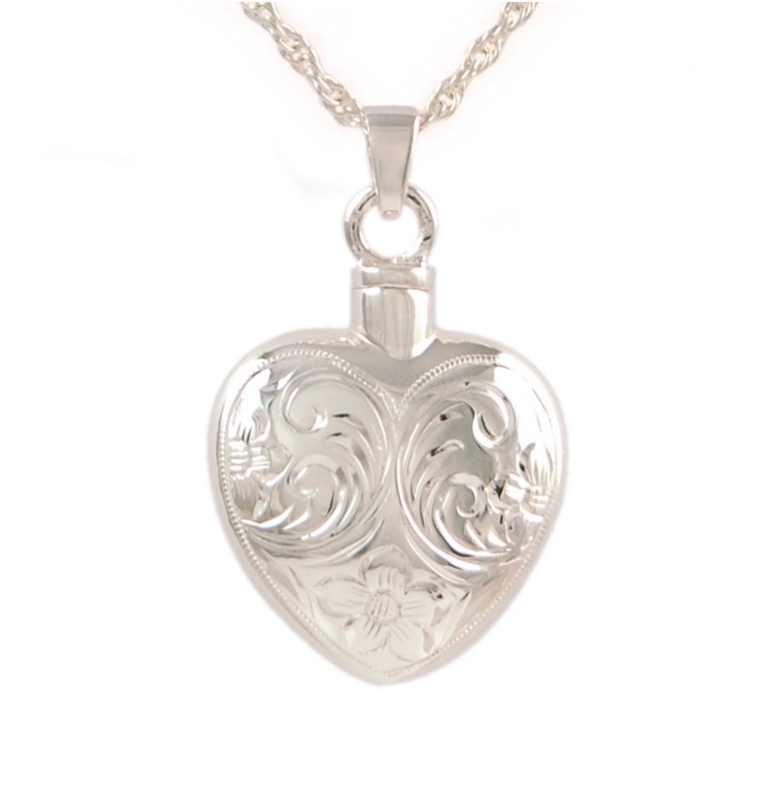 Cremation Jewelry-heart With Flower 