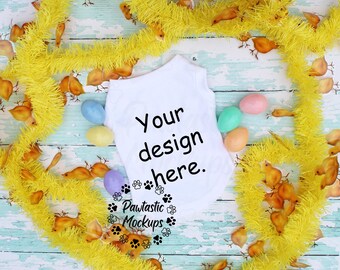 White T Shirt Mockup for Dogs, Dog Easter t Shirt Mock-up, Dog Tee Mockup, Pet T Shirt Mock-up, T shirt for dog mockup, Digital download