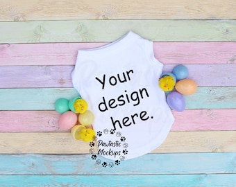 White Dog T Shirt Mockup, Dog Easter t Shirt Mock-up, Dog Tee Mockup, Pet T Shirt Mock-up, T shirt for dog mockup, Digital download