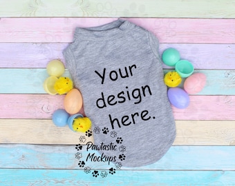 Mockup for Gray Dog T Shirt, Grey Dog Easter Shirt Mockup, Dog Tee Mockup, Pet T Shirt Mock-up, T shirt for dog mockup, Digital download