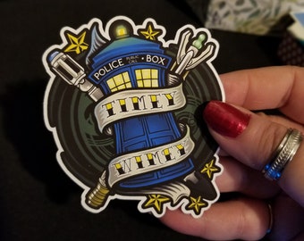 Pegatina Timey Wimey, pegatina de Doctor Who, El Décimo Doctor, El Undécimo Doctor, pegatina de Señor del Tiempo, pegatina de vinilo, troquelada individualmente
