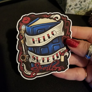 Hello Sweetie, Doctor Who sticker, River Song sticker, 10th Doctor, 11th Doctor sticker, Timelord sticker, Vinyl Sticker, Individual Die Cut