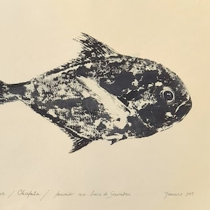 original gyotaku - fish print - pomfret