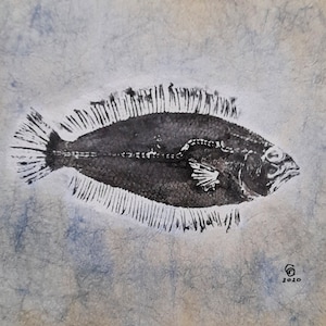 original gyotaku - fish print - spotted flounder