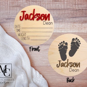 Personalized  Name Birth Stat Announcement Sign, Newborn Announcement Sign, Newborn Photo Prop, Hospital Birth Announcement Sign.