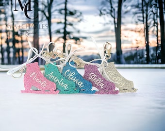Figure Skating Keychain Bag Tag, Figure Skating Team Gift, Ice Skating Keychain, Personalized Ice Skating Tag.