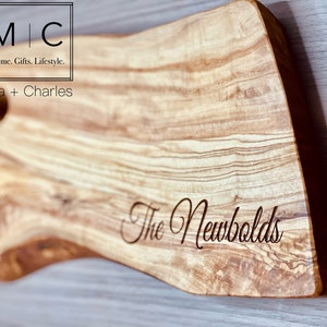 Personalized Natural Olive wood cheese Cutting Board, Engraved Wood Wedding Gift Cutting Board, Anniversary Gift, Personalized Wedding Gift image 1