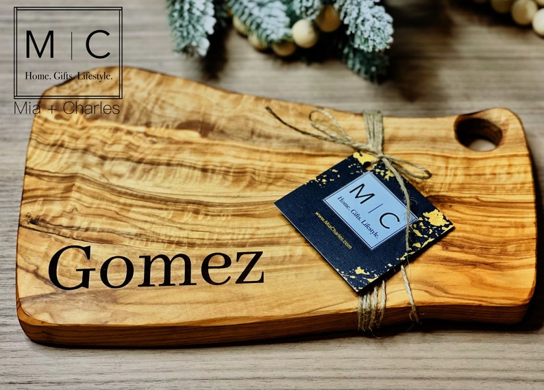 Personalized Natural Olive wood cheese Cutting Board, Engraved Wood Wedding Gift Cutting Board, Anniversary Gift, Personalized Wedding Gift image 6