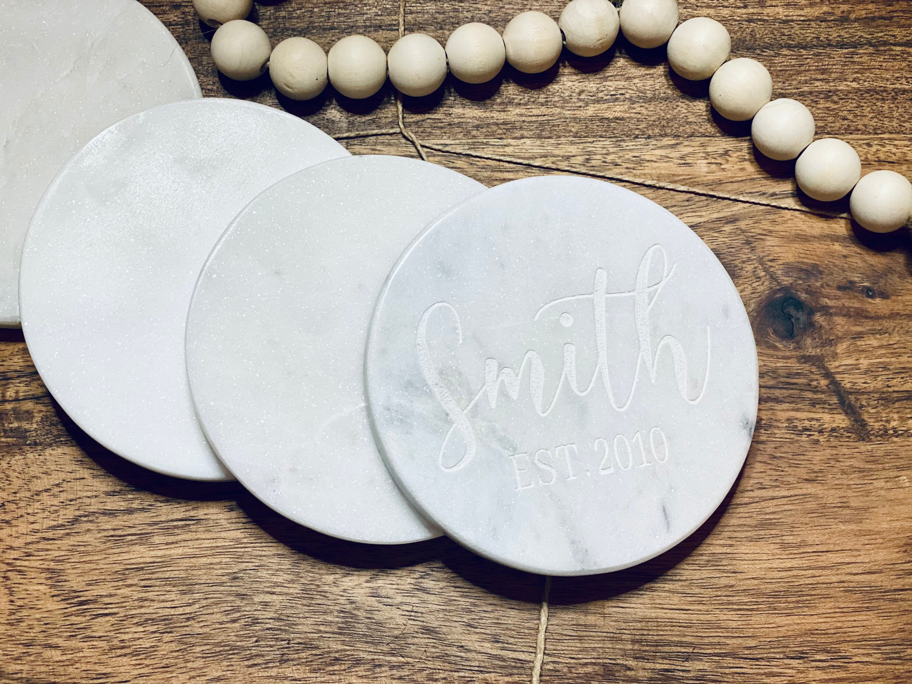 Personalized Marble Coasters Custom Laser Engraved Coasters Etsy