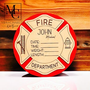 Personalized Birth Stat Sign, Hospital Birth Sign, Firefighter Birth Announcement Sign, Newborn Sign m, fireman Hospital Birth Announcement