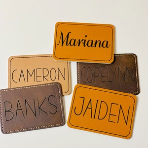 Personalized Leatherette Patch, Heat Adhesive Leather Patch, Hat Patches, Leather Laserable, Iron on Patch, Personalized Name Patch.