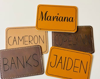 Personalized Leatherette Patch, Heat Adhesive Leather Patch, Hat Patches, Leather Laserable, Iron on Patch, Personalized Name Patch.