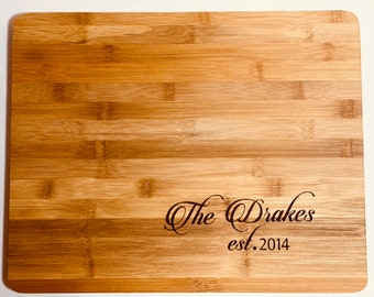 Custom Cutting Board, Engraved Wood Wedding Gift Cutting Board, Engraved Anniversary Gift, Personalized Wedding Gift, Bamboo Butcher Block