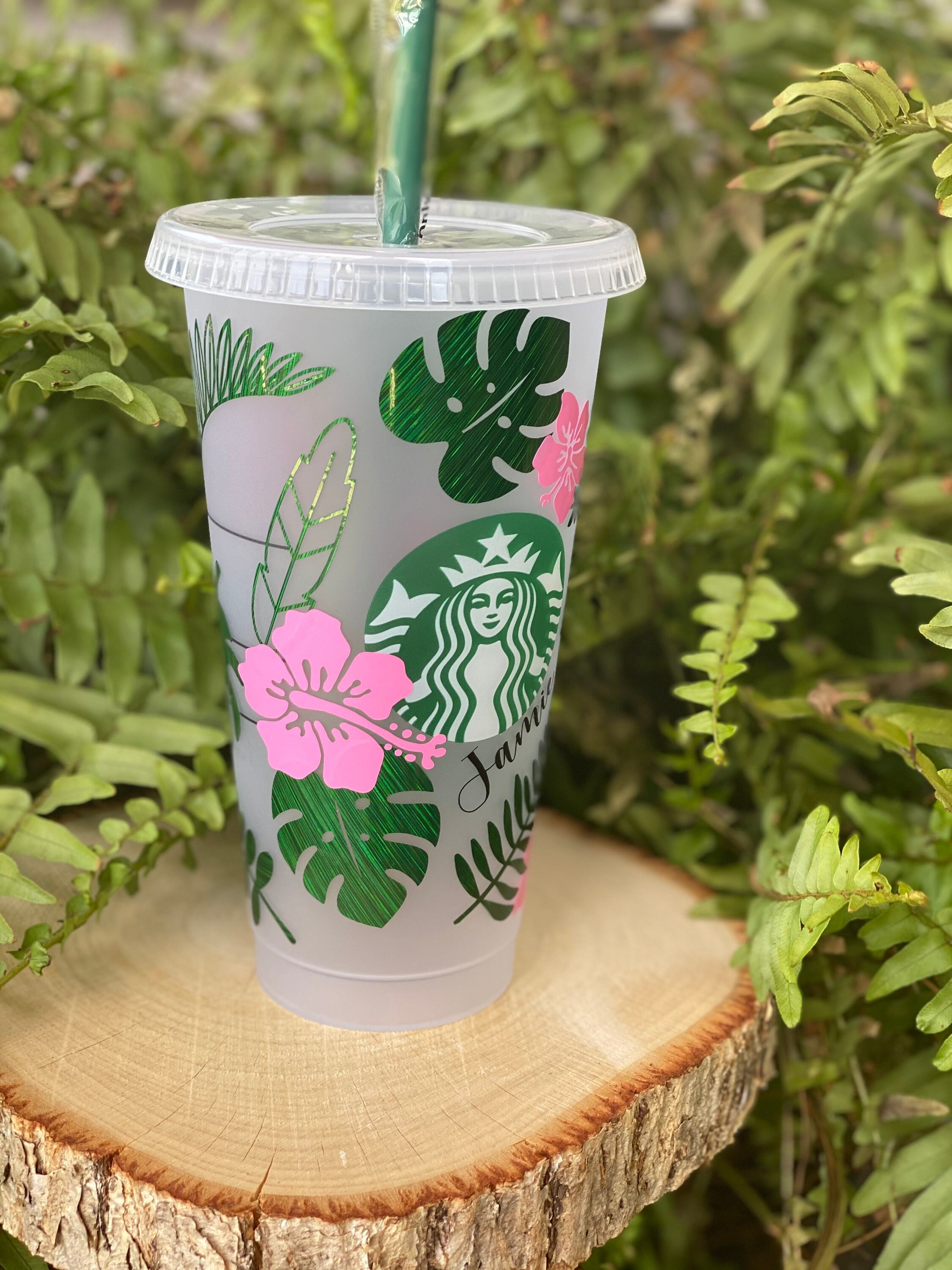 Tropical Flower Cup Custom Starbucks Cold Venti Cup palm Etsy