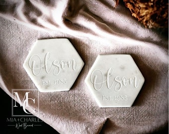 Personalized Marble Coasters, Custom Engraved Coasters, wedding Gift, Engagement Gift, Housewarming Gift, Client Gift, Anniversary Gift.