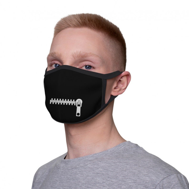 Zipper Mouth Funny Face Mask 100 Cotton Inside Reusable Etsy