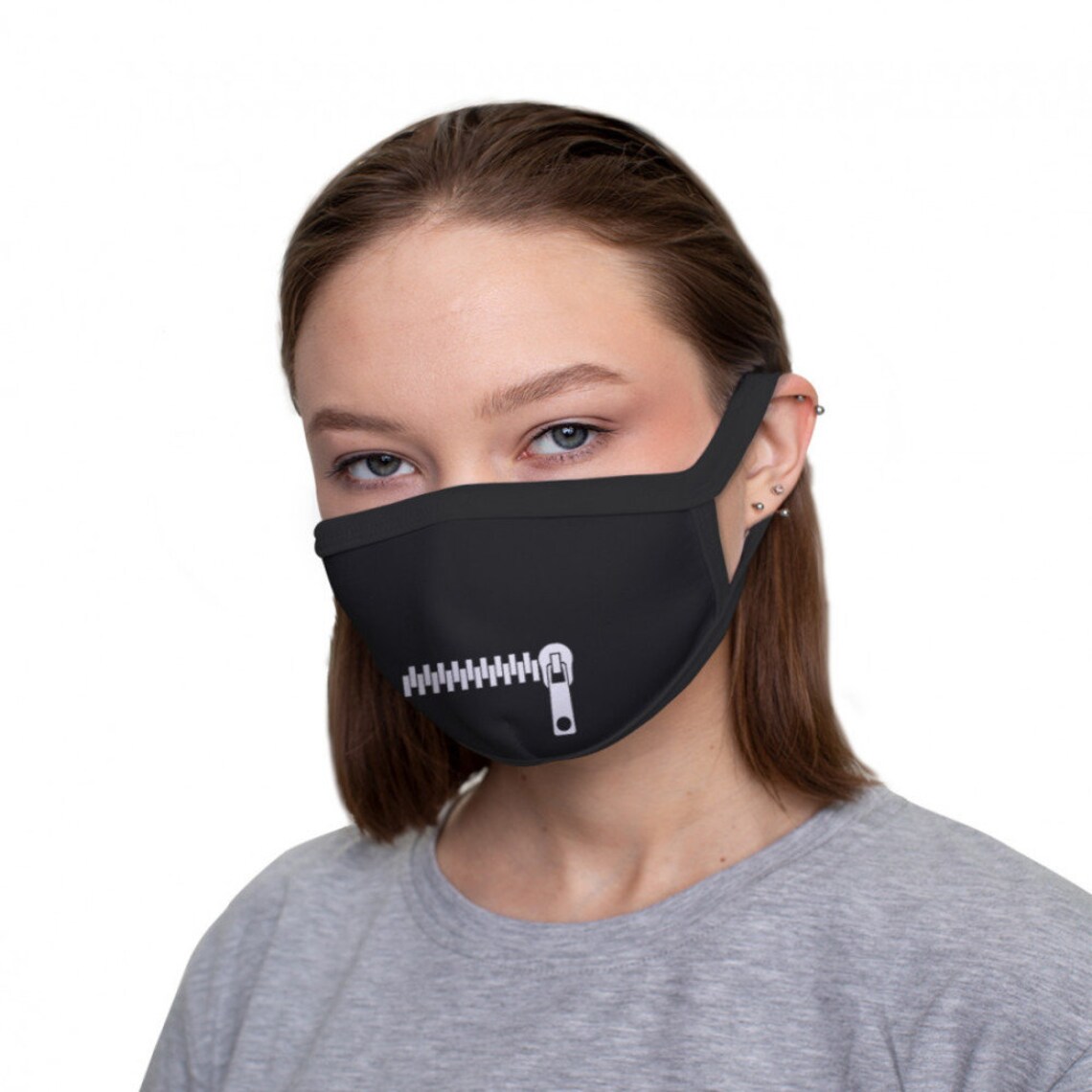 Zipper Mouth Funny Face Mask 100 Cotton Inside Reusable Etsy
