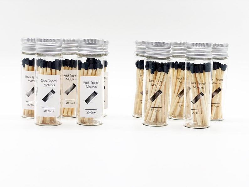 Black Tipped Wood Stick Matches Labeled in Glass Jar With Lid Etsy UK