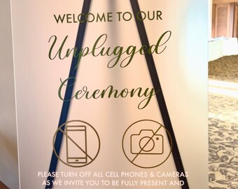 Wedding Unplugged Ceremony Signs  Wedding Signs  Unplugged Signs  Acrylic Sign  Unplugged Signs Wedding Sign Elegant Simple Minimal