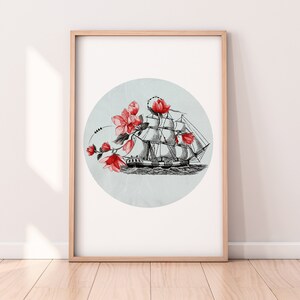 Vintage Ship Print: Nautical Nursery Wall Art (Digital Download)