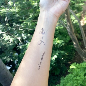 Flying Paper Plane Temporary Tattoo (Set of 3) – Small Tattoos