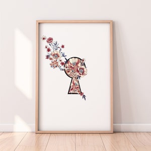 Floral Keyhole Print: Boho Farmhouse Wall Decor (Digital Download)
