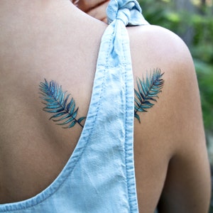 Palmblad tijdelijke tattoo/tropische tattoo (set van 2)
