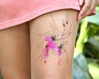 Watercolor Wildflower Temporary Tattoo Set