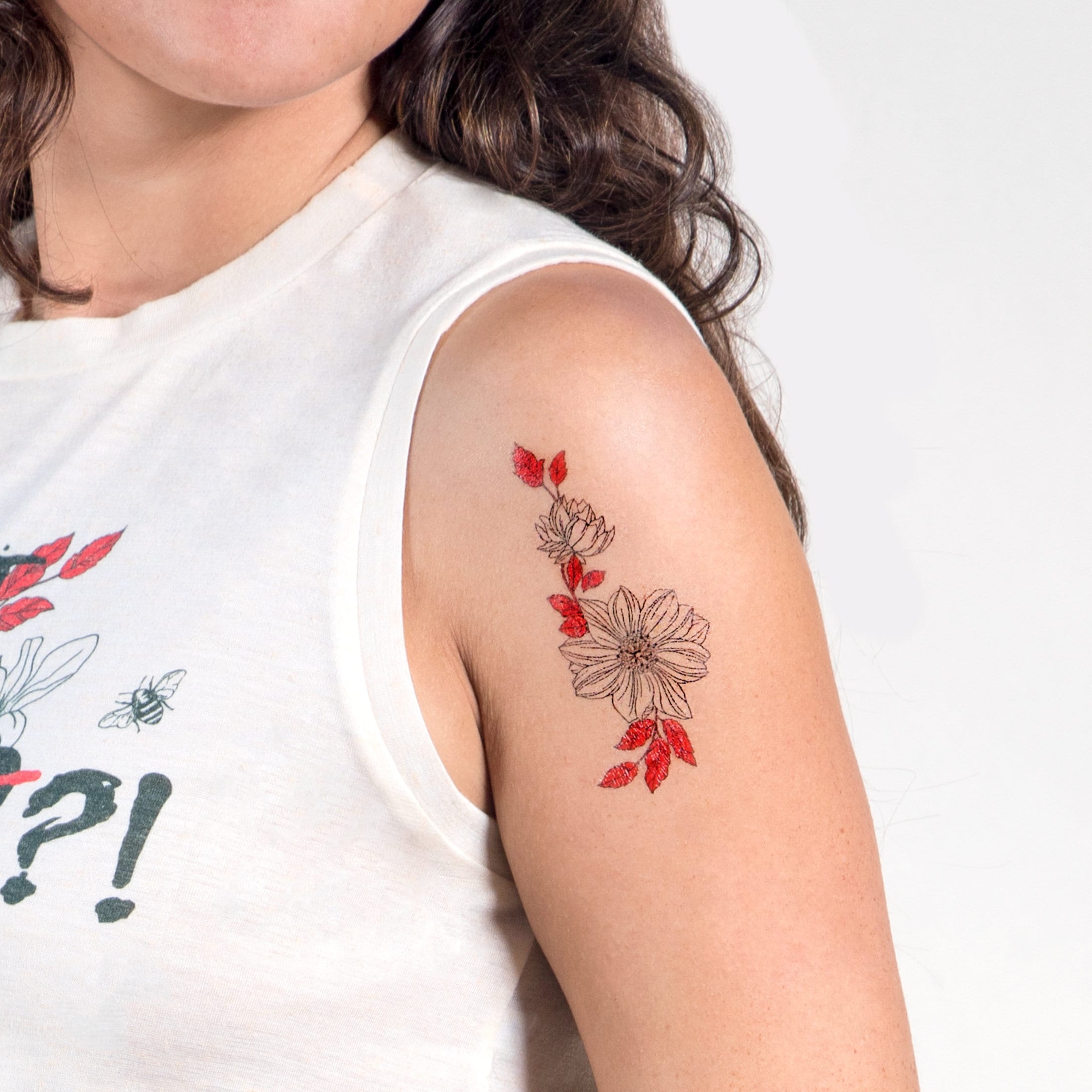 Beautiful Black & Red Flower Tattoos