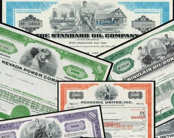 Old Oil & Gas Stock Certificate Set - Variety Pack