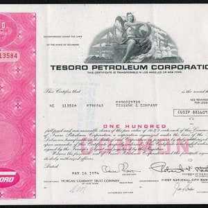 Tesoro Petroleum Corp Stock Certificate - Now Marathon Petroleum
