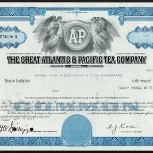 The Great Atlantic & Pacific Tea Company Stock Certificate
