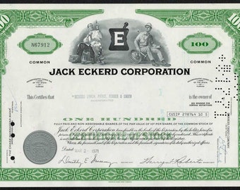 Jack Eckerd Corporation Stock Certificate - Eckerd Drugs