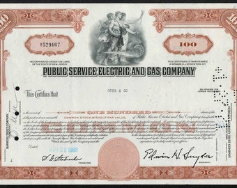 Public Service Electric and Gas Company (PSE&G) Stock Certificate