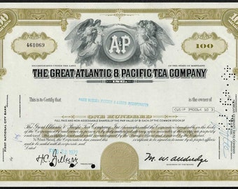 The Great Atlantic & Pacific Tea Company Stock Certificate