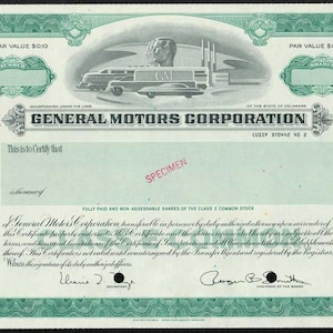 General Motors Corp. Specimen Stock Certificate