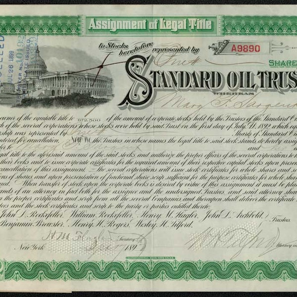 Standard Oil Trust - Signed by Henry M. Flagler - 1897