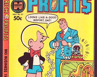 Richie Rich Profits Comic Book with Ticker Tape Machine Cover - 1980