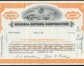 General Motors Corporation Stock Certificate - 1960s