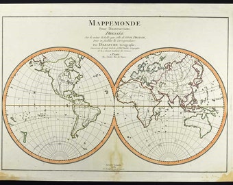 Vintage World Map - Guillaume De L'Isle,  Buache & Dezauche - 1819 - Antique World Map - Mappemonde Pour I'Instruction Dressee Sur la mem...