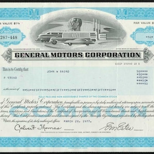General Motors Corporation Stock Certificate