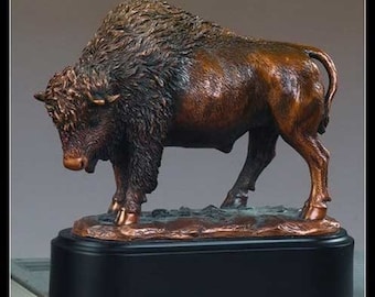 7" Proud Buffalo Statue - Bronzed Sculpture - Engraving Available