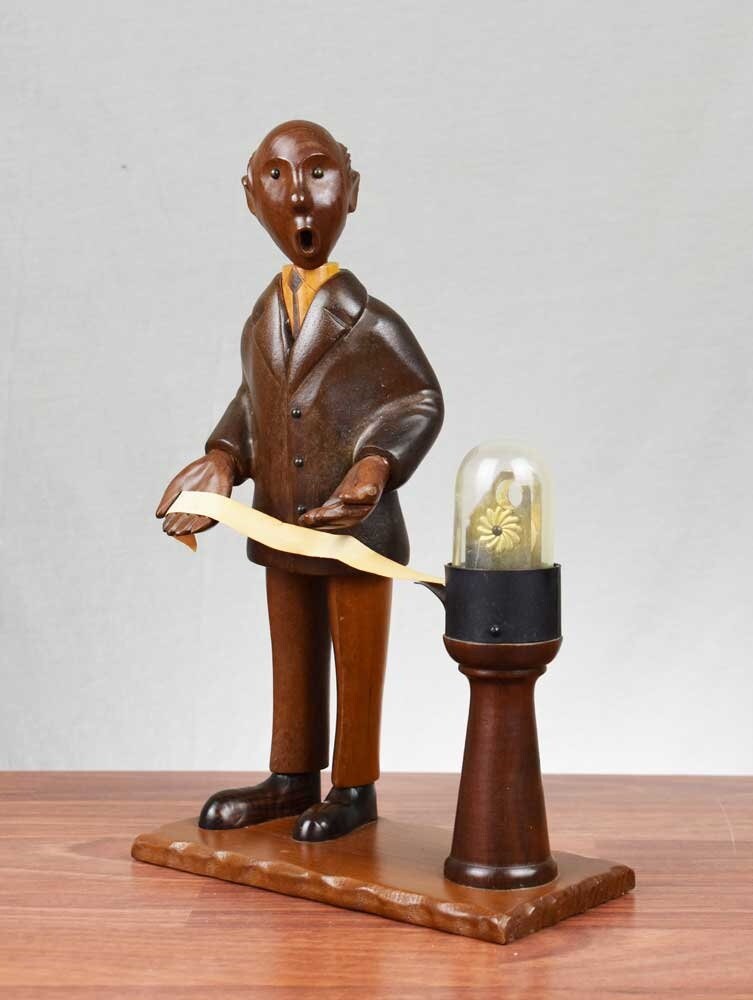 Wooden Stockbroker Figurine - Hand Carved by Romer - Italy